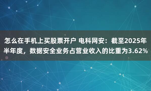 怎么在手机上买股票开户 电科网安:截至2025年半年度,数据安全业务占营业收入的比重为3.62%